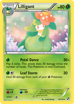 Rare Pokémon card Lilligant 10/114 from Black & White expansion