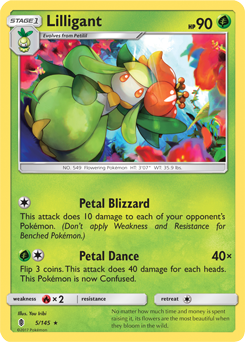 Rare Pokémon card Lilligant 5/145 from Guardians Rising expansion