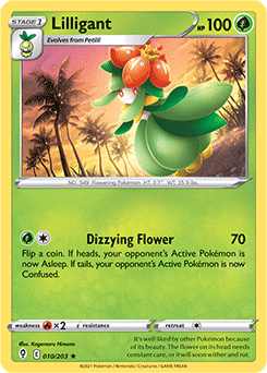 Rare Pokémon card Lilligant 10/203 from Evolving Skies expansion