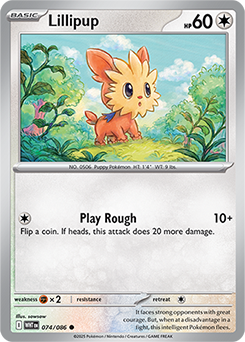 Common Pokémon card Lillipup 74/86 from White Flare expansion