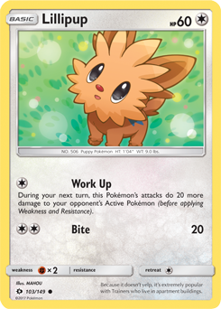 Lillipup 103/149 Pokémon card from Sun & Moon for sale at best price