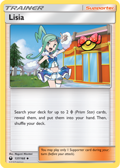Uncommon Pokémon card Lisia 137/168 from Celestial Storm expansion