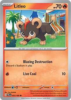Common Pokémon card Litleo 031/193 from Paldea Evolved expansion