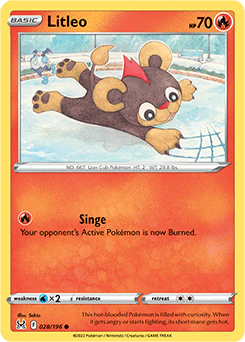 Common Pokémon card Litleo 028/196 from Lost Origin expansion