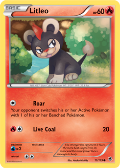 Common Pokémon card Litleo 11/119 from Phantom Forces expansion