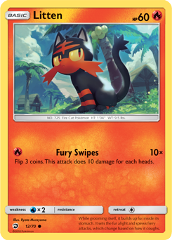 Litten 12/70 Pokémon card from Dragon Majesty for sale at best price