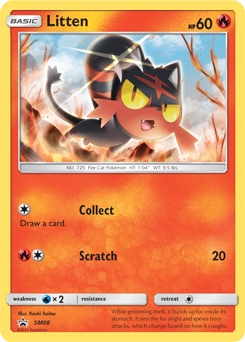 Promo Pokémon card Litten SM08 from Sun and Moon Promos expansion