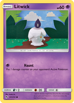 Common Pokémon card Litwick 101/214 from Lost Thunder expansion