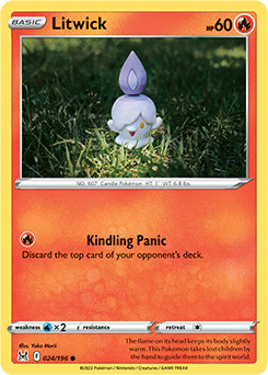 Common Pokémon card Litwick 024/196 from Lost Origin expansion