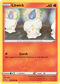 Common Pokémon card Litwick 31/192 from Rebel Clash expansion