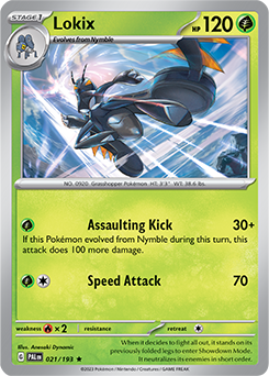 Rare Pokémon card Lokix 021/193 from Paldea Evolved expansion