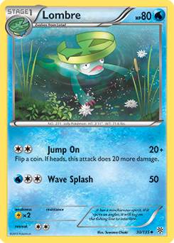 Uncommon Pokémon card Lombre 30/135 from Plasma Storm expansion
