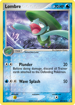 Uncommon Pokémon card Lombre 37/100 from Ex Crystal Guardians expansion