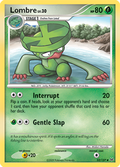 Uncommon Pokémon card Lombre 52/127 from Platinuim expansion