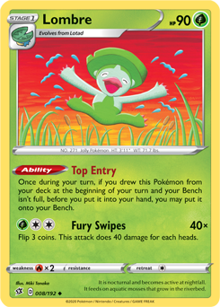 Uncommon Pokémon card Lombre 8/192 from Rebel Clash expansion