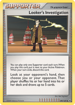Uncommon Pokémon card Looker's Investigation 109/127 from Platinuim expansion