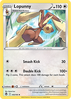 Uncommon Pokémon card Lopunny 145/195 from Silver Tempest expansion