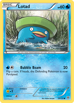 Common Pokémon card Lotad 29/135 from Plasma Storm expansion