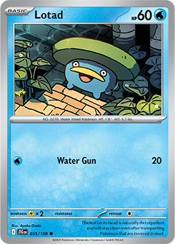 Common Pokémon card Lotad 35/159 from Journey Together expansion
