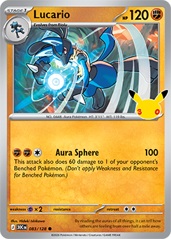 Common Pokémon card Lucario 083/128 from 30th Celebration expansion