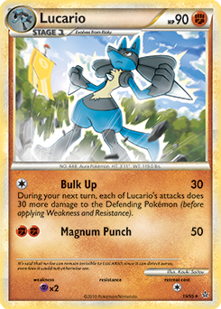 Rare Pokémon card Lucario 19/95 from Unleashed expansion