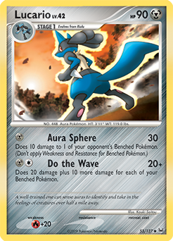 Uncommon Pokémon card Lucario 53/127 from Platinuim expansion