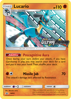 Promo Pokémon card Lucario SM95 from Sun and Moon Promos expansion