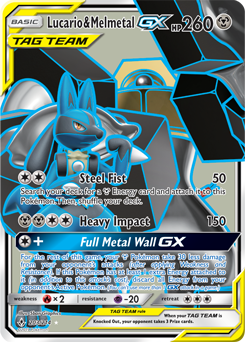 Full Art Pokémon Pokémon card Lucario Melmetal GX 203/214 from Unbroken Bonds expansion