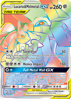 Carte Pokémon Secrète Rainbow GX Lucario Melmetal GX 224/214 de la série Alliance Infallible