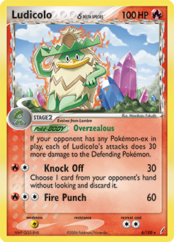 Carte Pokémon Ludicolo 6/100 de la série Ex Gardiens de Cristal en vente au meilleur prix