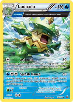 Rare Pokémon card Ludicolo 37/160 from Primal Clash expansion