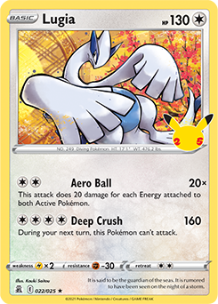 Rare Pokémon card Lugia 22/25 from Celebrations expansion