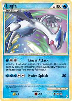 Rare holo Pokémon card Lugia 15/95 from Call of Legends expansion