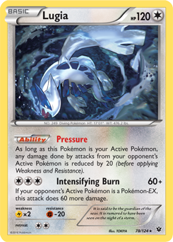 Rare Pokémon card Lugia 78/124 from Fates Collide expansion