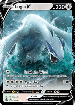 Ultra rare V Pokémon card Lugia V 138/195 from Silver Tempest expansion