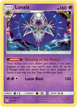 Lunala 102/236 Pokémon card from Cosmic Eclipse for sale at best price