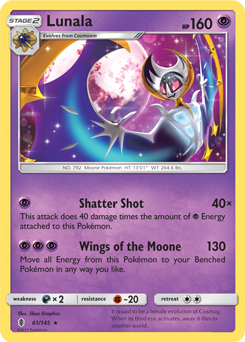 Lunala 61/145 Pokémon card from Guardians Rising for sale at best price