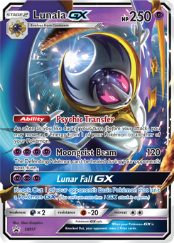 PSA 9 Pokemon Ultra Prism Gold Secret Rare Lunala GX 17