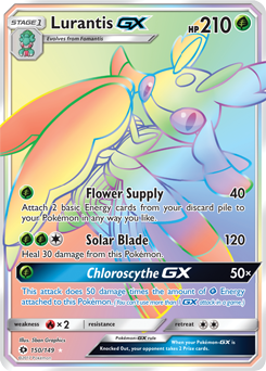 Secret Rainbow GX Pokémon card Lurantis GX 150/149 from Sun & Moon expansion