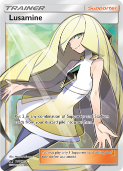 Full Art Trainer Pokémon card Lusamine 110/111 from Crimson Invasion expansion