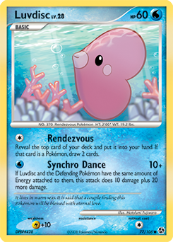 Common Pokémon card Luvdisc 77/106 from Great Encounters expansion