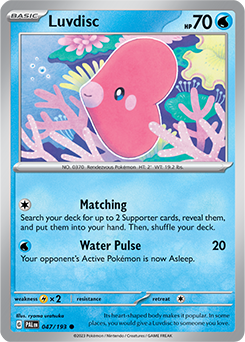 Common Pokémon card Luvdisc 047/193 from Paldea Evolved expansion