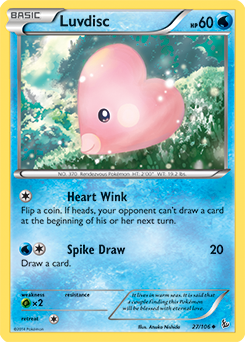 Uncommon Pokémon card Luvdisc 27/106 from Flashfire expansion