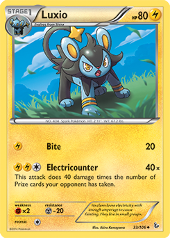 Uncommon Pokémon card Luxio 33/106 from Flashfire expansion