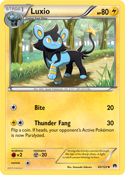 Uncommon Pokémon card Luxio 45/122 from Breakpoint expansion