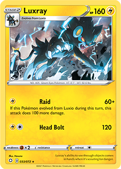 Rare Holo Pokémon card Luxray 033/072 from Shining Fates expansion
