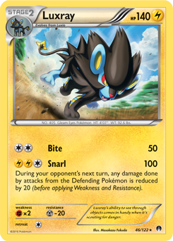 Rare Pokémon card Luxray 46/122 from Breakpoint expansion