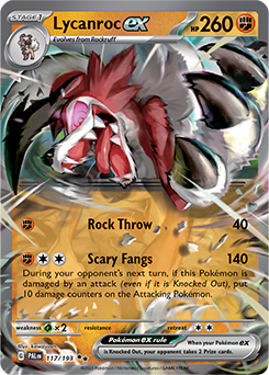 Double rare Pokémon card Lycanroc ex 117/193 from Paldea Evolved expansion