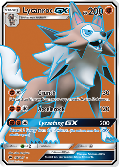 Full Art Pokémon Pokémon card Lycanroc GX 136/147 from Burning Shadows expansion