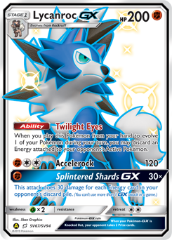Shining Pokémon Pokémon card Lycanroc GX SV67/SV94 from Hidden Fates expansion